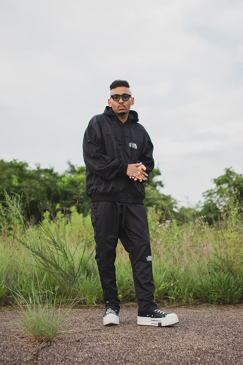 FIRE EMBROIDERY NYLON JKT - BLACK