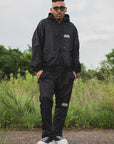 FIRE EMBROIDERY NYLON JKT - BLACK