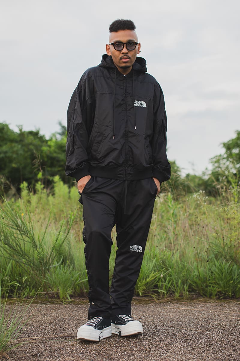 FIRE EMBROIDERY NYLON JKT - BLACK