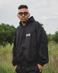 FIRE EMBROIDERY NYLON JKT - BLACK