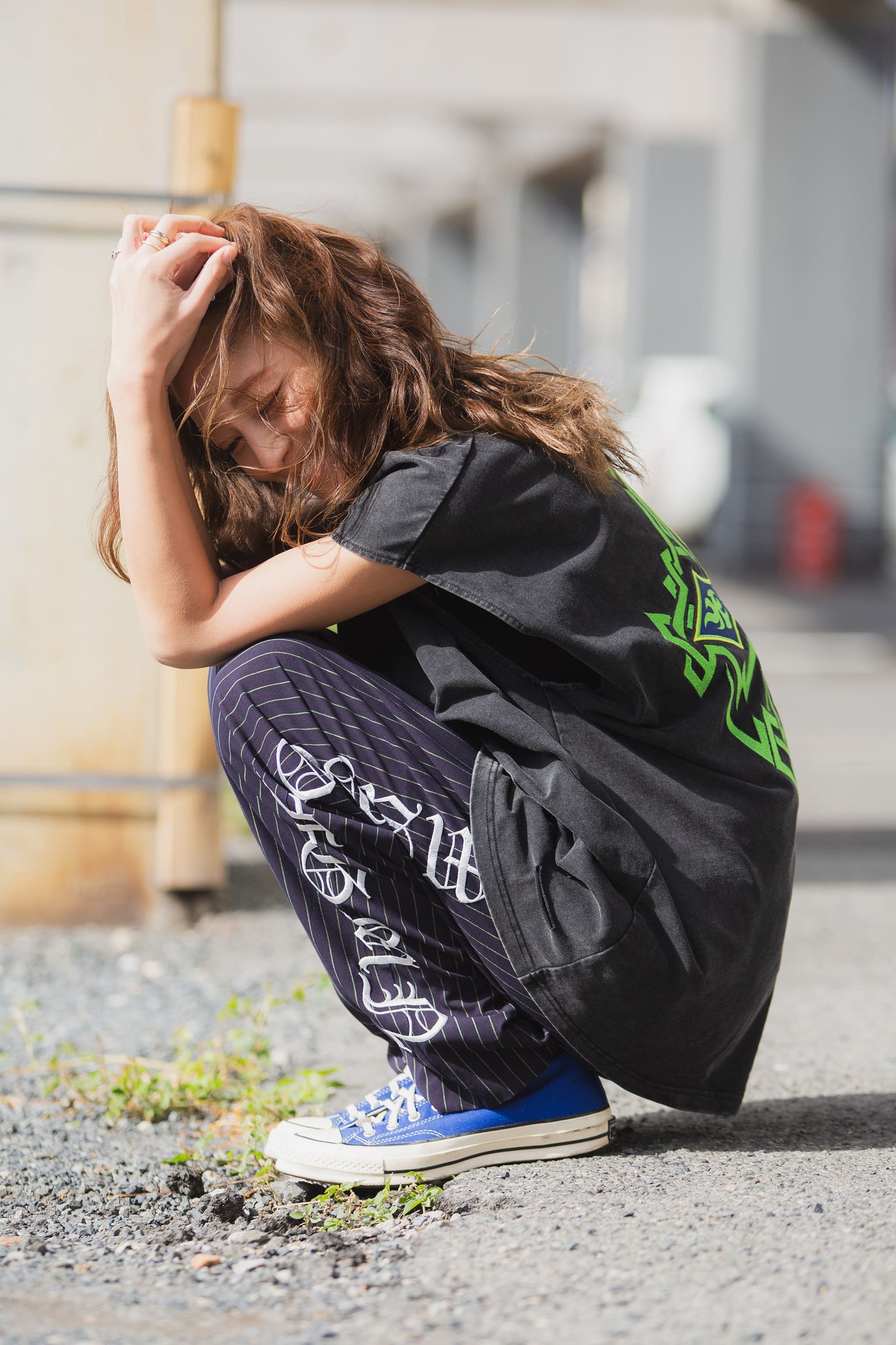 MAYO EMBROIDERY STRIPE EASY SLACKS