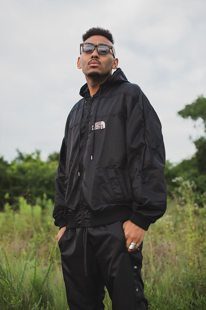 FIRE EMBROIDERY NYLON JKT - BLACK