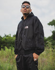 FIRE EMBROIDERY NYLON JKT - BLACK