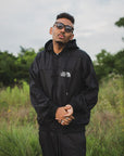 FIRE EMBROIDERY NYLON JKT - BLACK