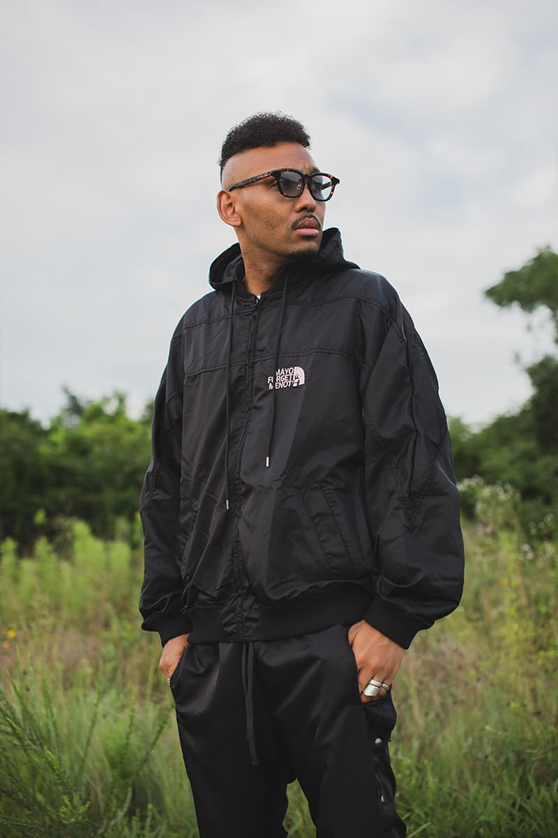 FIRE EMBROIDERY NYLON JKT - BLACK