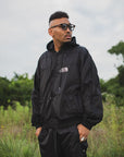 FIRE EMBROIDERY NYLON JKT - BLACK