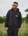 FIRE EMBROIDERY NYLON JKT - BLACK