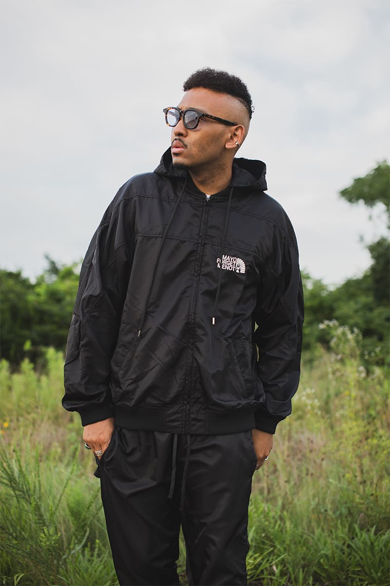 FIRE EMBROIDERY NYLON JKT - BLACK