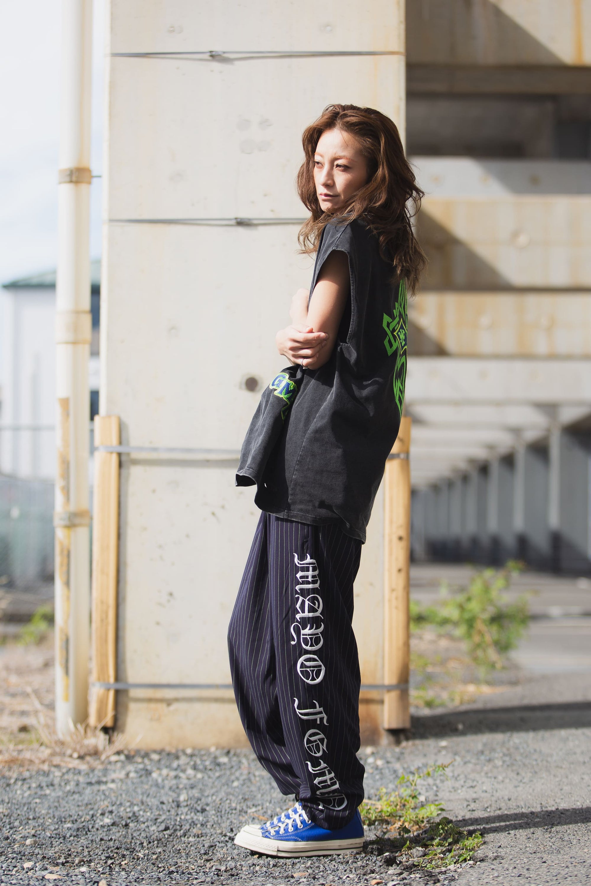 MAYO EMBROIDERY STRIPE EASY SLACKS