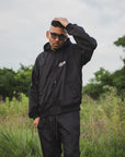 FIRE EMBROIDERY NYLON JKT - BLACK