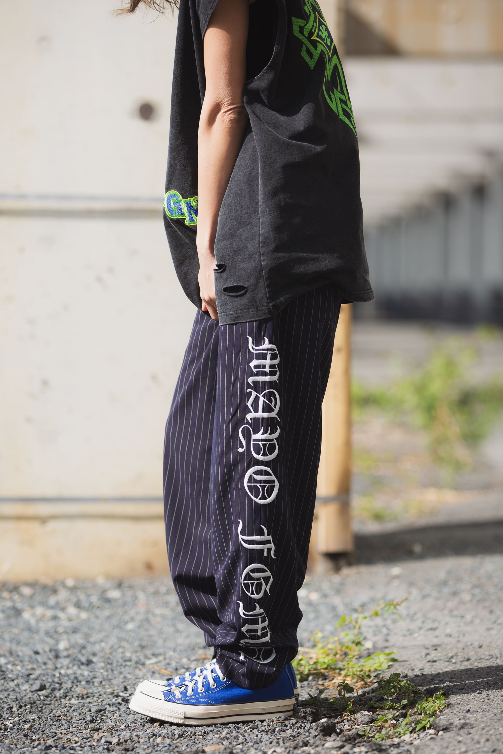 MAYO EMBROIDERY STRIPE EASY SLACKS