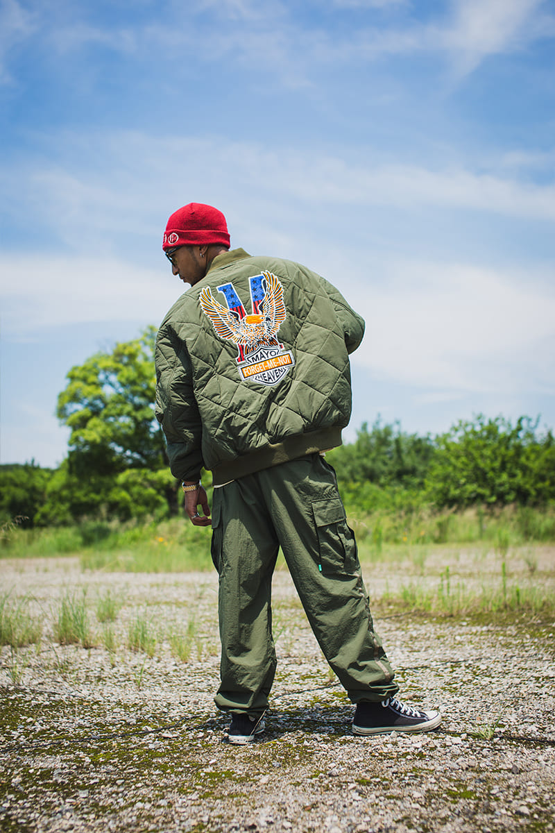 FGMN MAYO EMBROIDERY NYLON CARGO PANTS - OLIVE