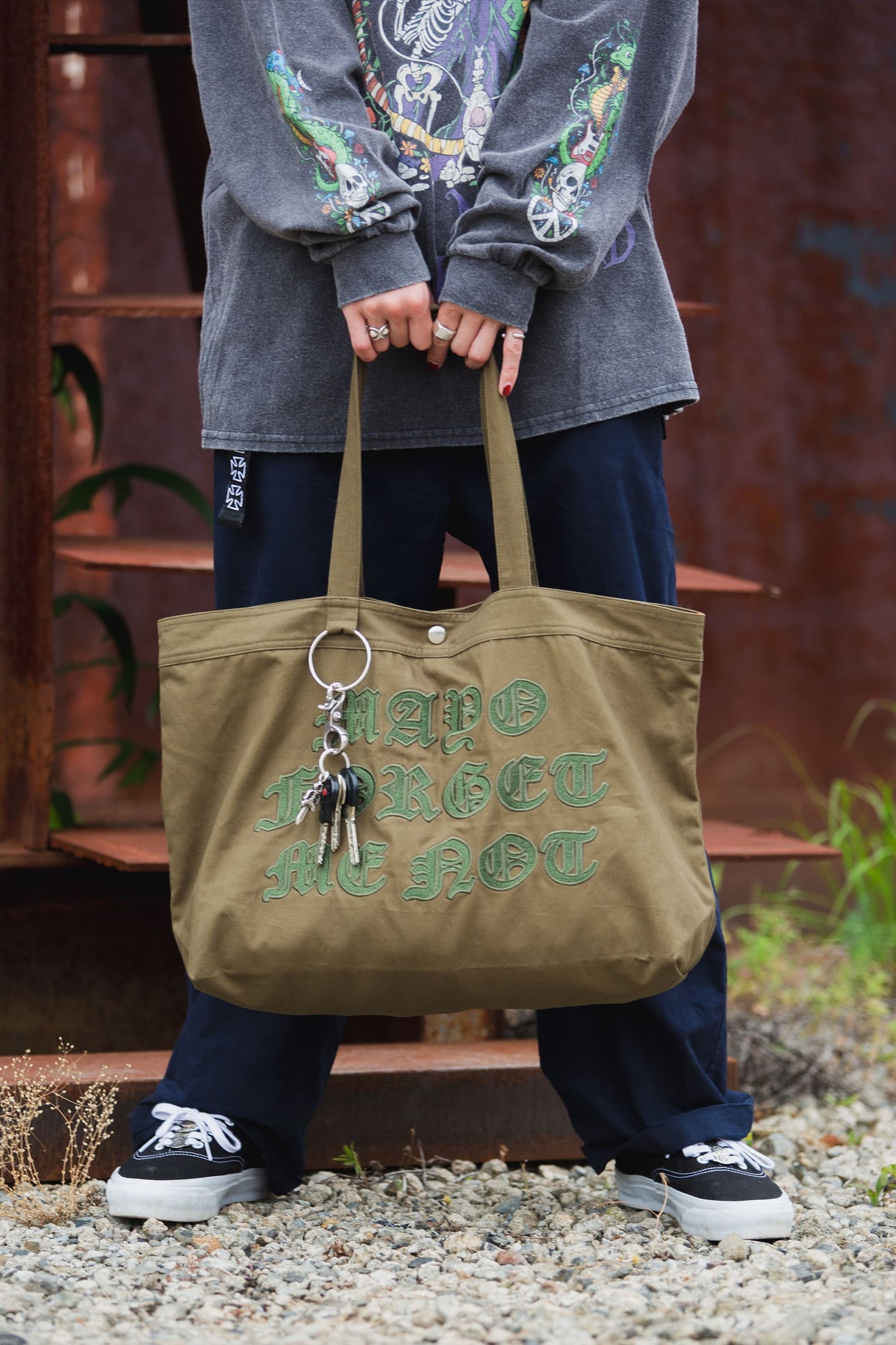 MAYO FORGET ME NOT EMBROIDERY TOTE BAG