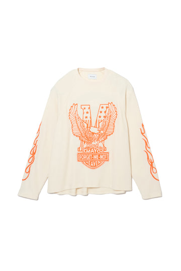 EAGLE  EMBROIDERY THERMAL LONG SLEEVE TEE - CREAM