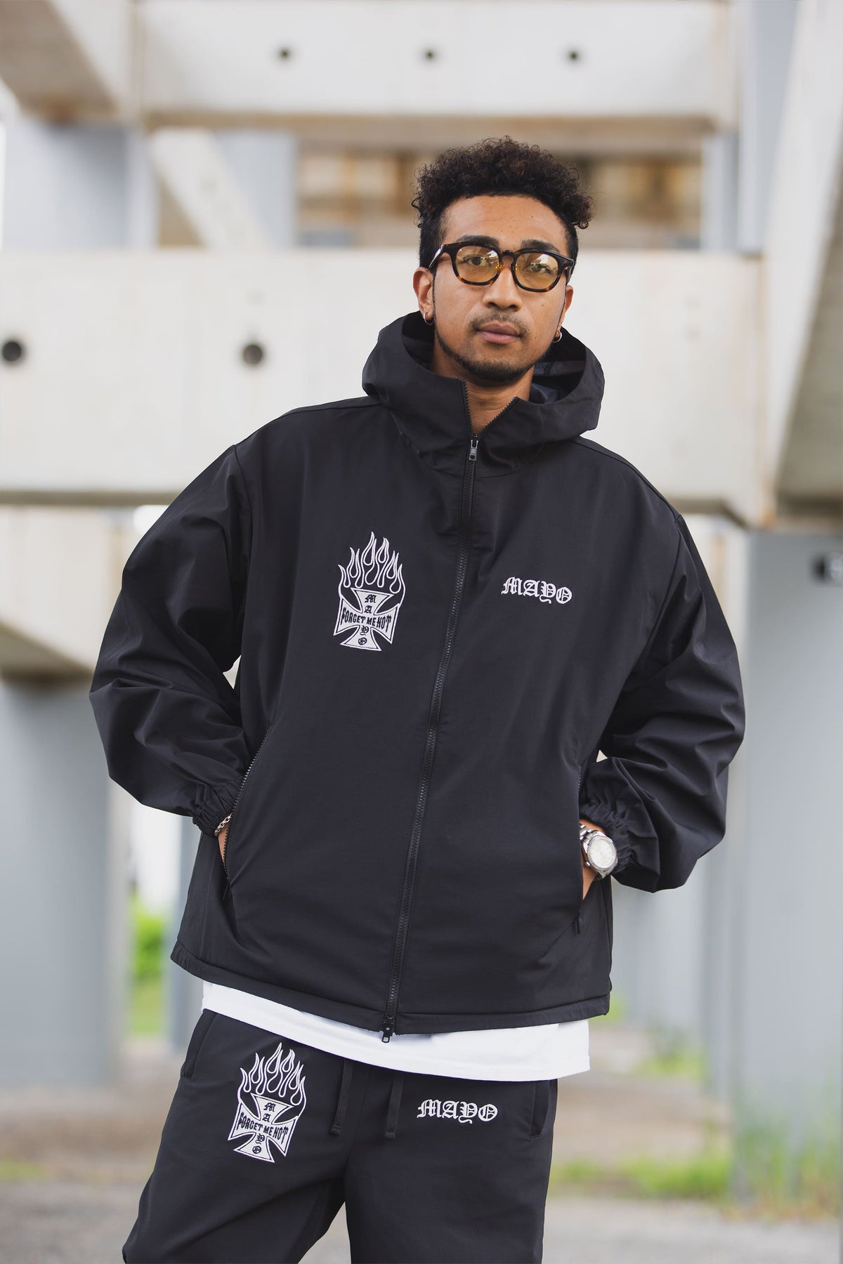 FIRE IRON CROSS EMBROIDERY NYLON JKT