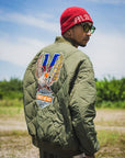 EAGLE  EMBROIDERY NYLON JKT -  OLIVE