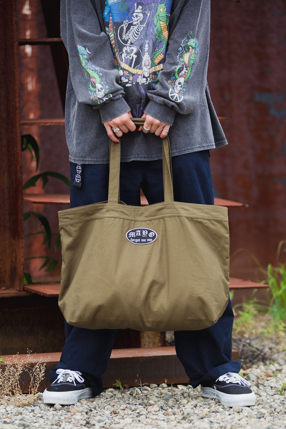 MAYO FORGET ME NOT EMBROIDERY TOTE BAG