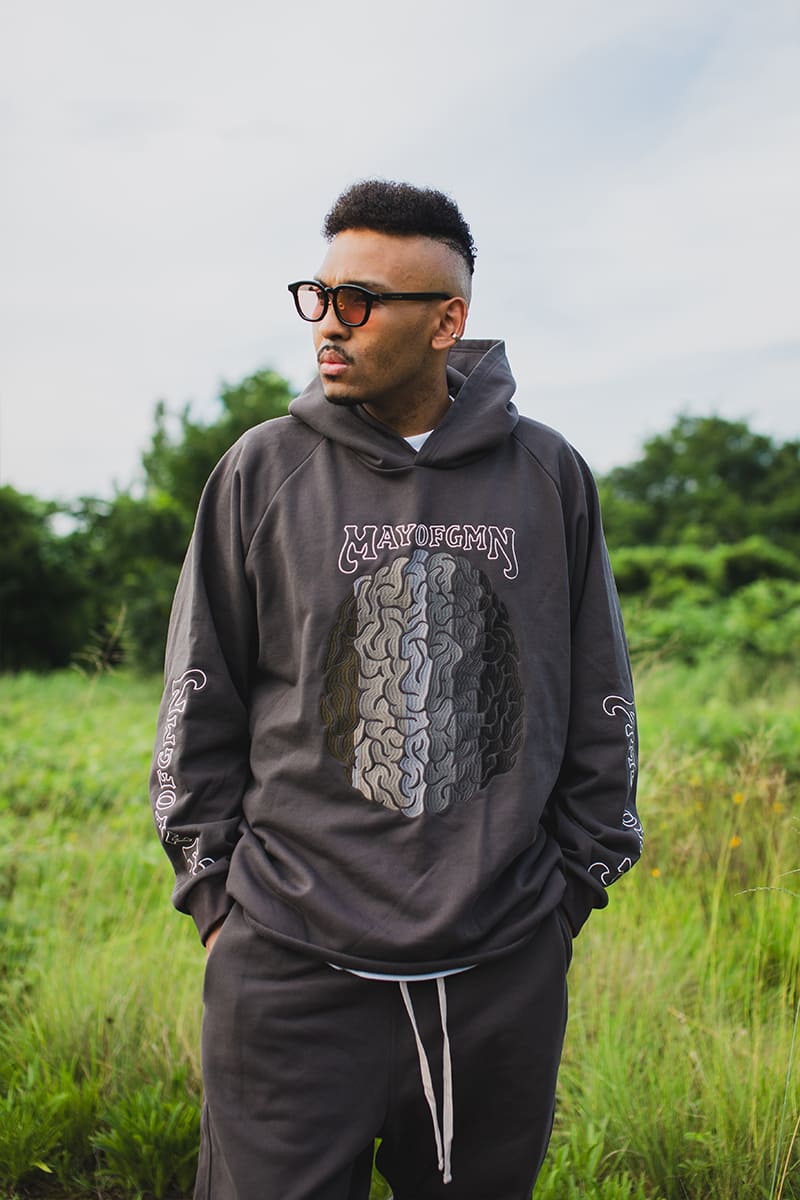 BRAINWASHING EMBROIDERY HOODIE - CHARCOAL