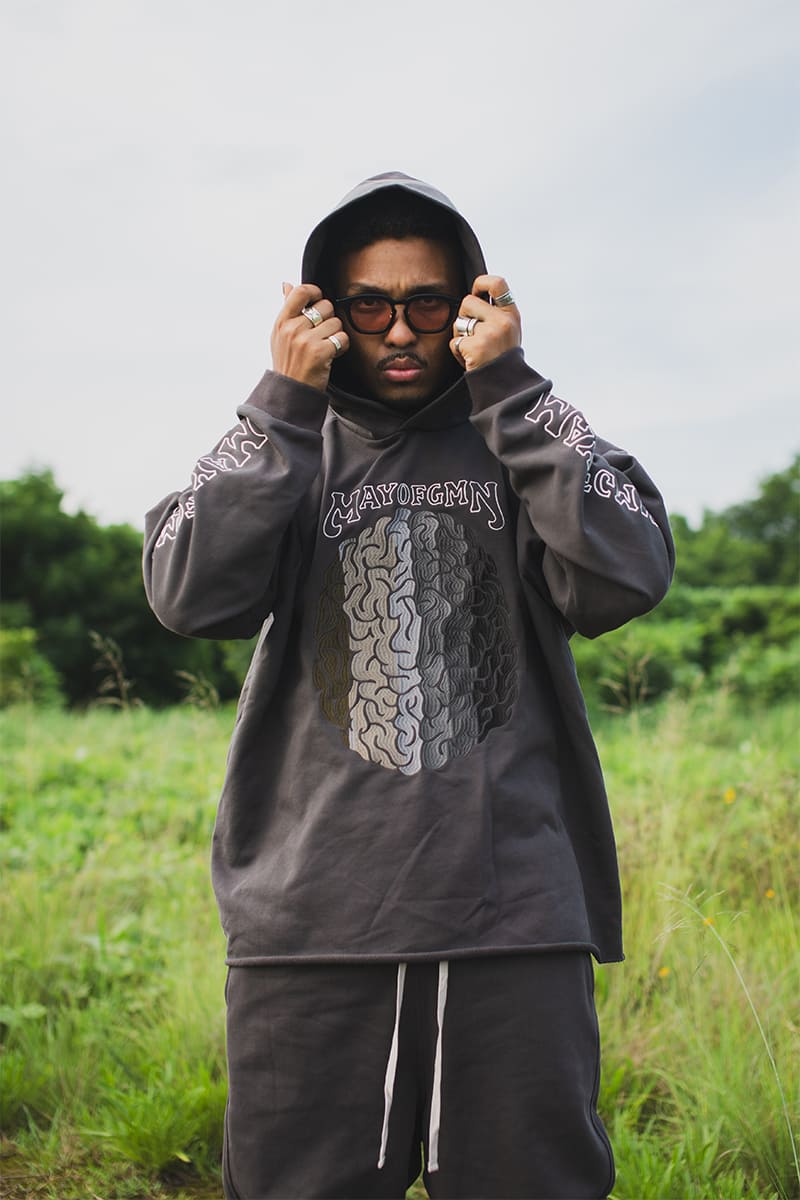 BRAINWASHING EMBROIDERY HOODIE - CHARCOAL