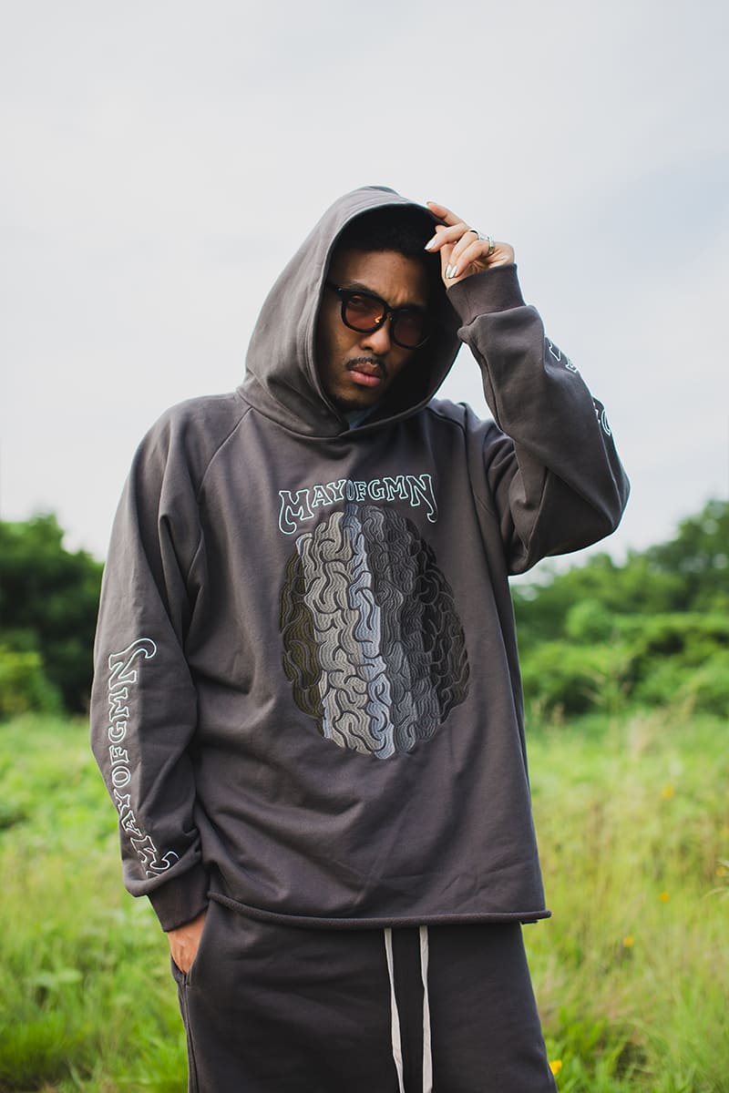 BRAINWASHING EMBROIDERY HOODIE - CHARCOAL