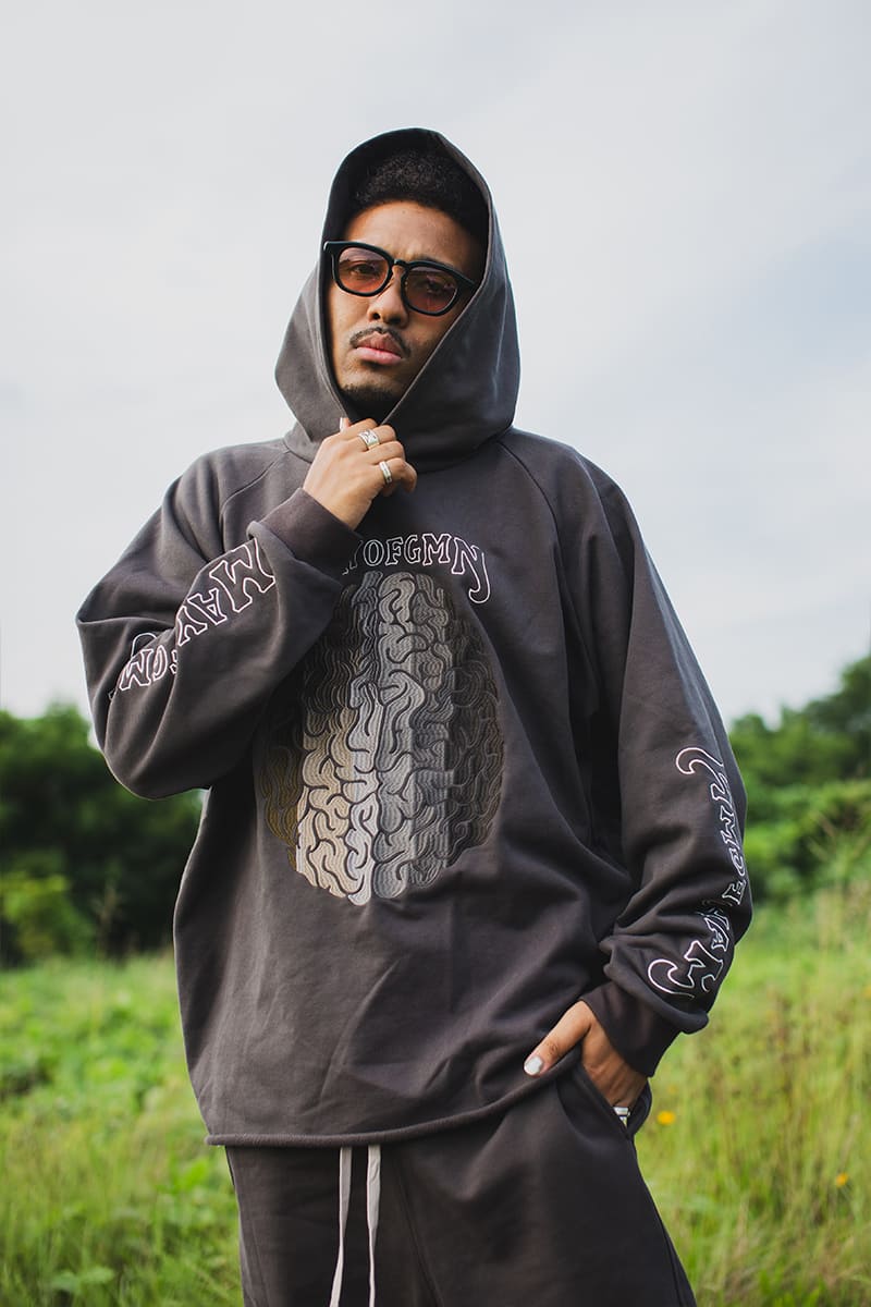 BRAINWASHING EMBROIDERY HOODIE - CHARCOAL