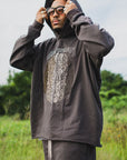 BRAINWASHING EMBROIDERY HOODIE - CHARCOAL