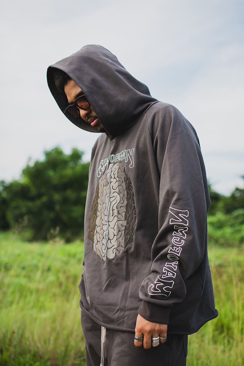 BRAINWASHING EMBROIDERY HOODIE - CHARCOAL