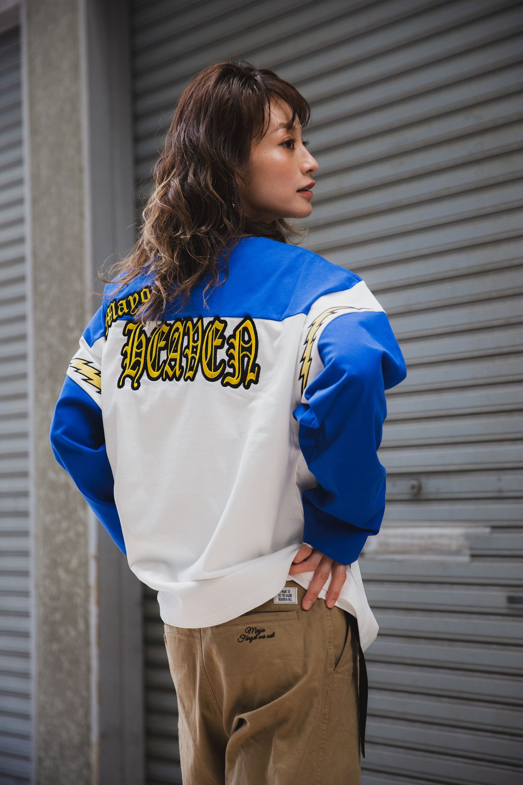 ELECTRICAL MOUSE EMBROIDERY FOOTBALL LONG SLEEVE TEE