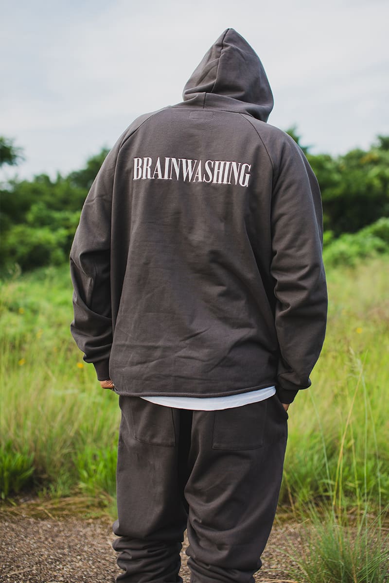 BRAINWASHING EMBROIDERY HOODIE - CHARCOAL