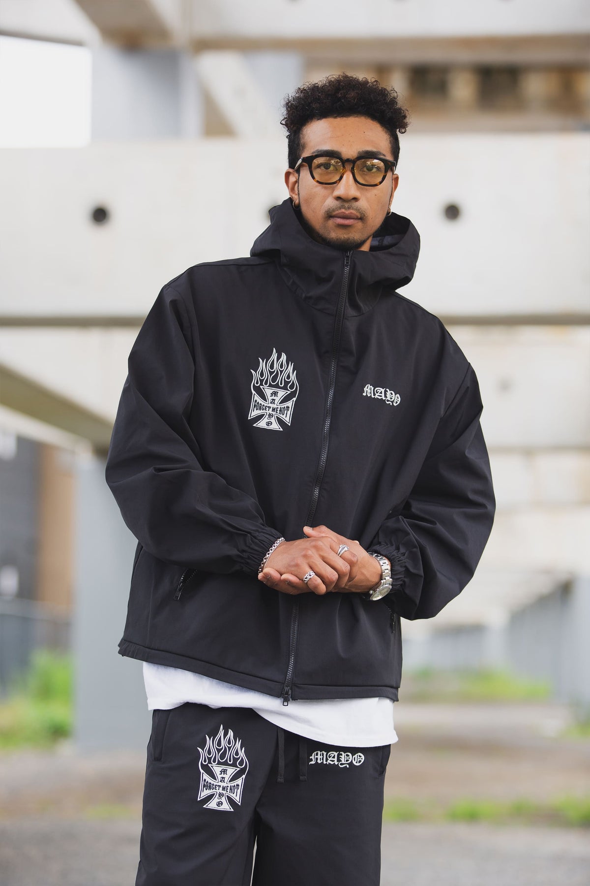 FIRE IRON CROSS EMBROIDERY NYLON JKT
