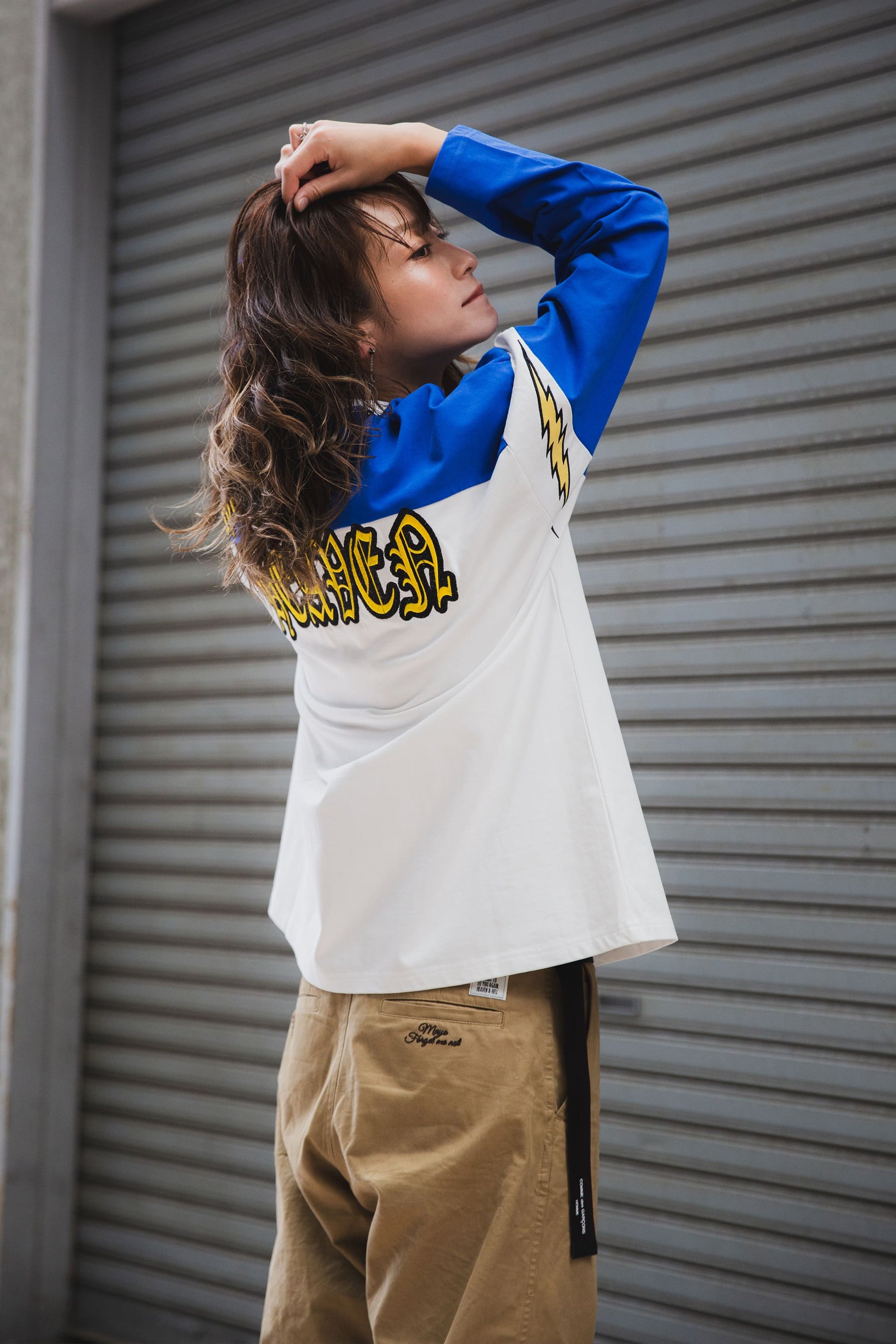 ELECTRICAL MOUSE EMBROIDERY FOOTBALL LONG SLEEVE TEE