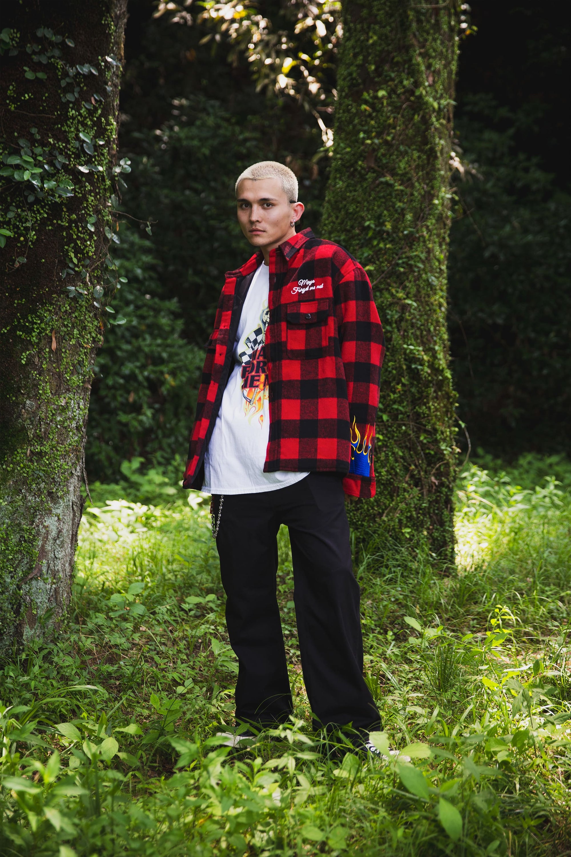FIRE EMBROIDERY CHECK SHIRT JKT