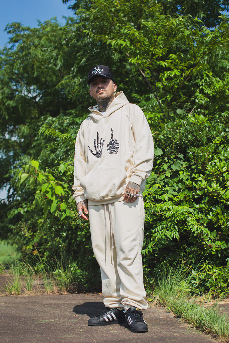 F●CKIN F●CK EMBROIDERY HOODIE - OFF WHITE