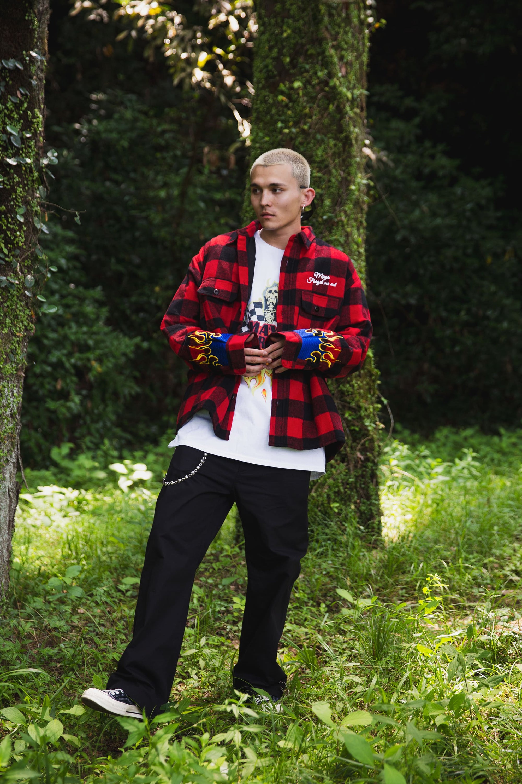 FIRE EMBROIDERY CHECK SHIRT JKT