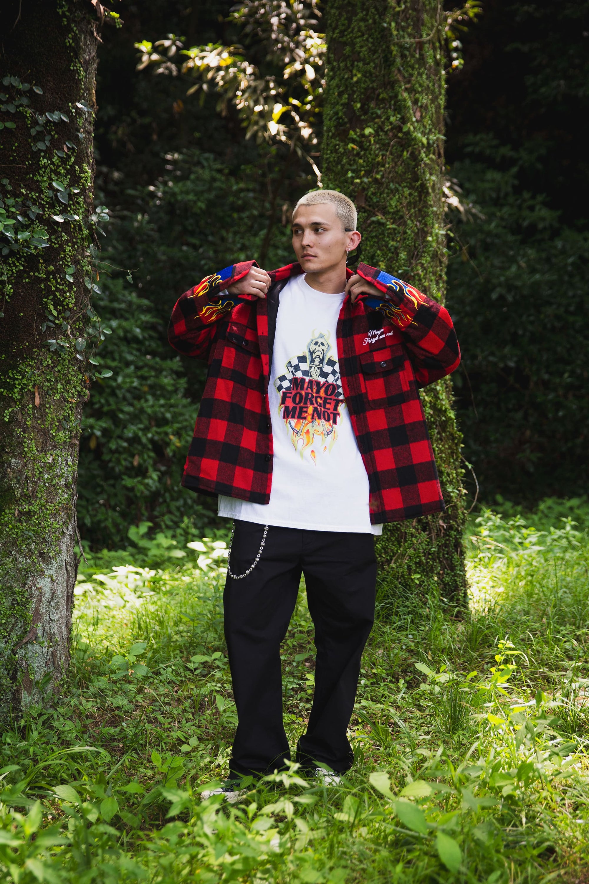 FIRE EMBROIDERY CHECK SHIRT JKT