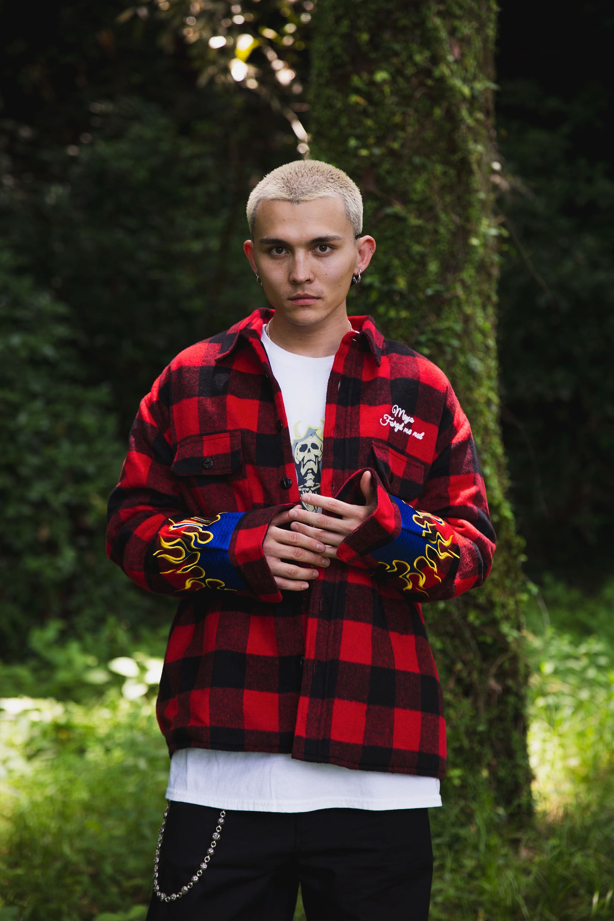 FIRE EMBROIDERY CHECK SHIRT JKT