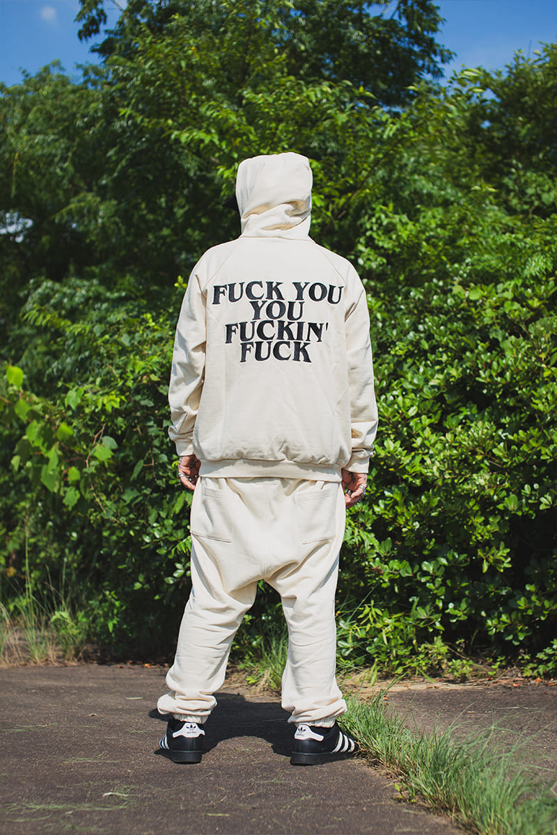 F●CKIN F●CK EMBROIDERY HOODIE - OFF WHITE