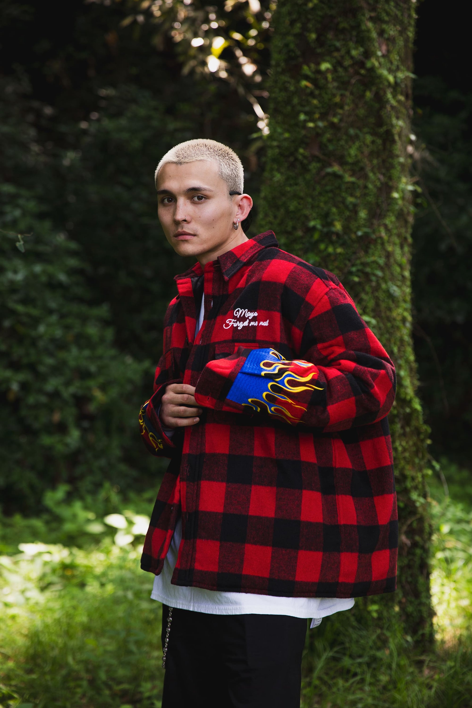 FIRE EMBROIDERY CHECK SHIRT JKT