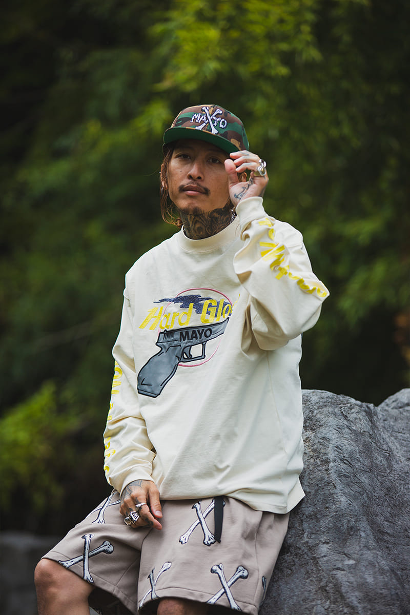 Hard Glock MAYO Embroidery Long Sleeve Tee - WHITE