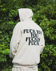 F●CKIN F●CK EMBROIDERY HOODIE - OFF WHITE