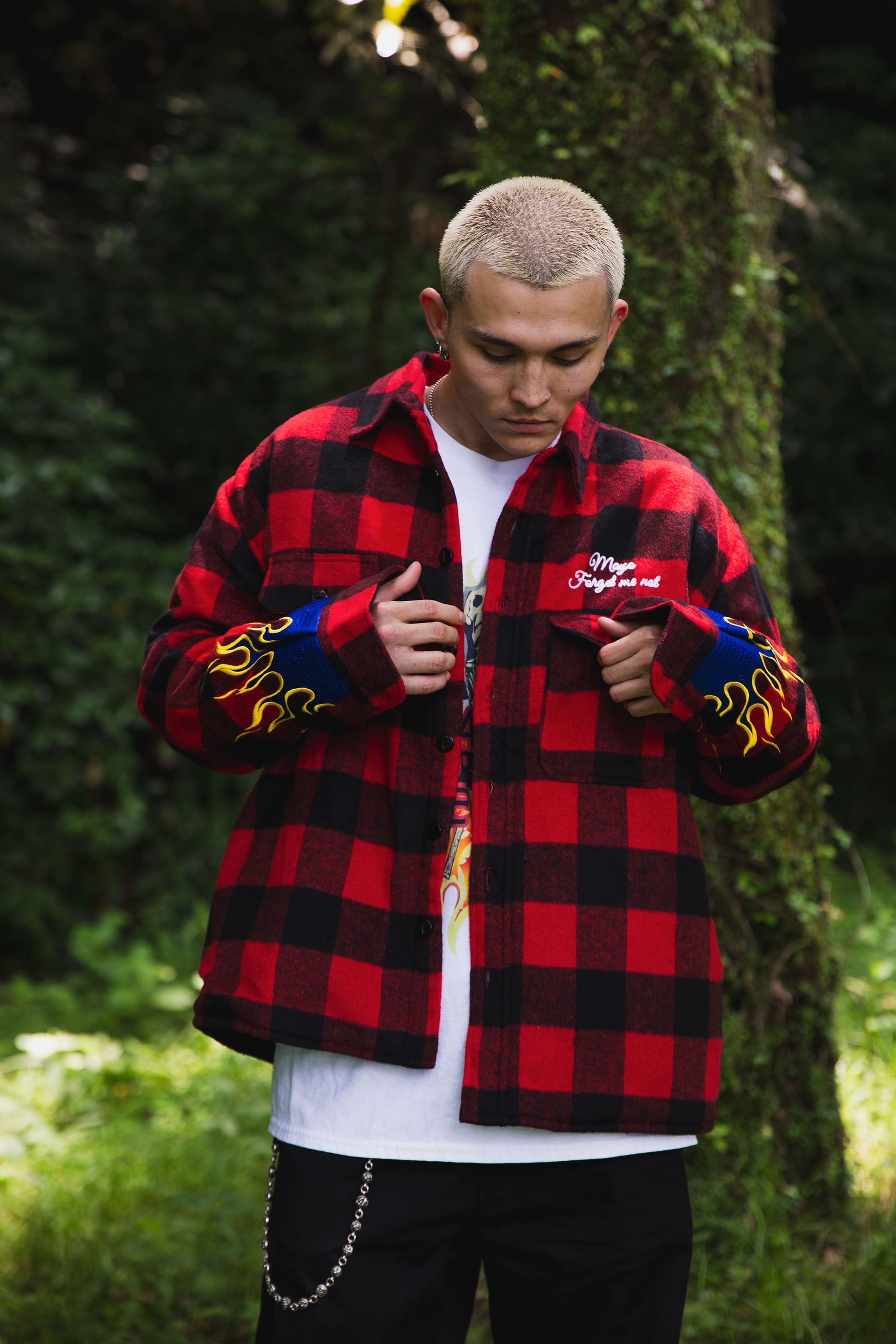 FIRE EMBROIDERY CHECK SHIRT JKT