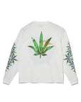 SKULL WEED EMBROIDERY & PRINT RHINE STONE LONG SLEEVE TEE