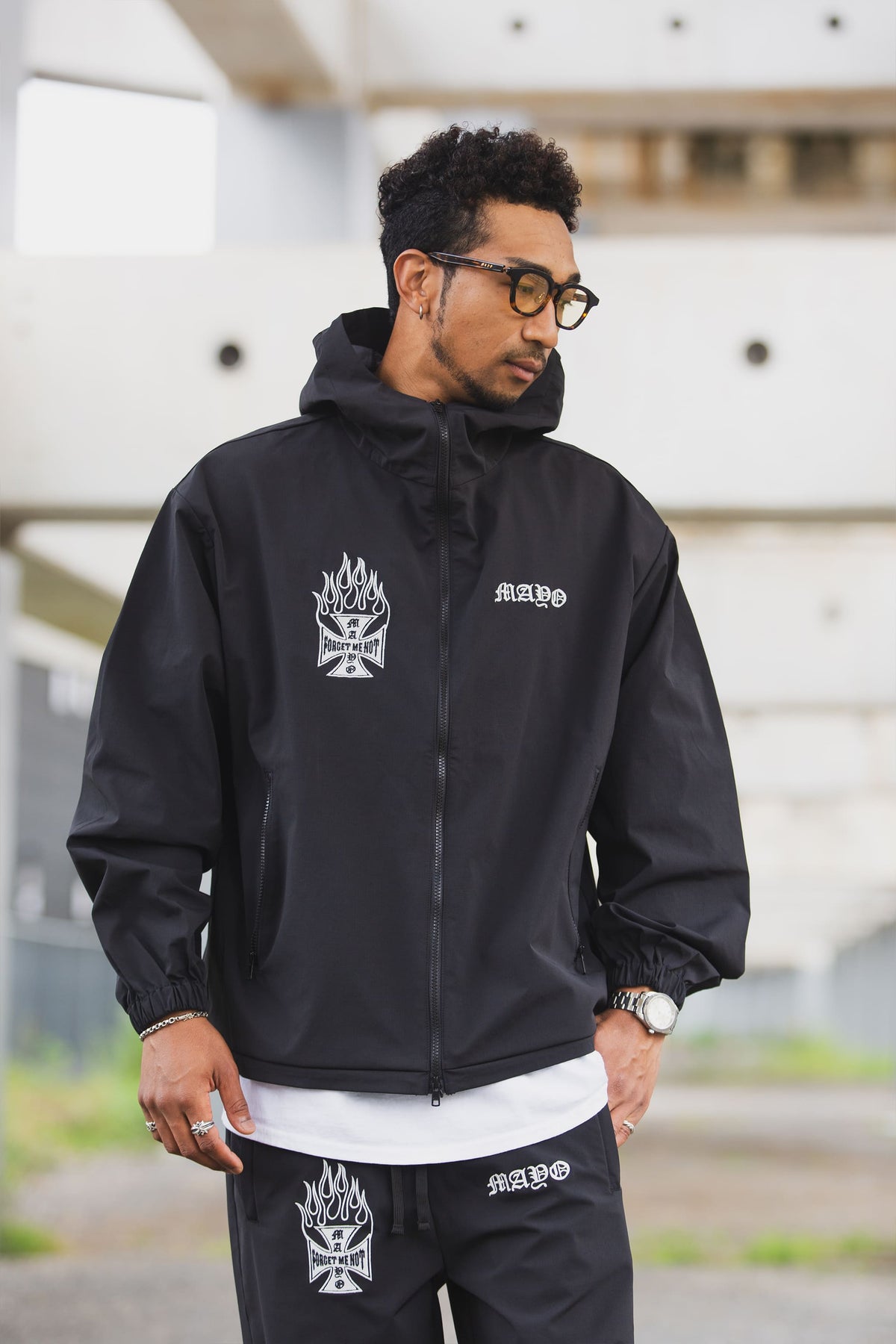 FIRE IRON CROSS EMBROIDERY NYLON JKT