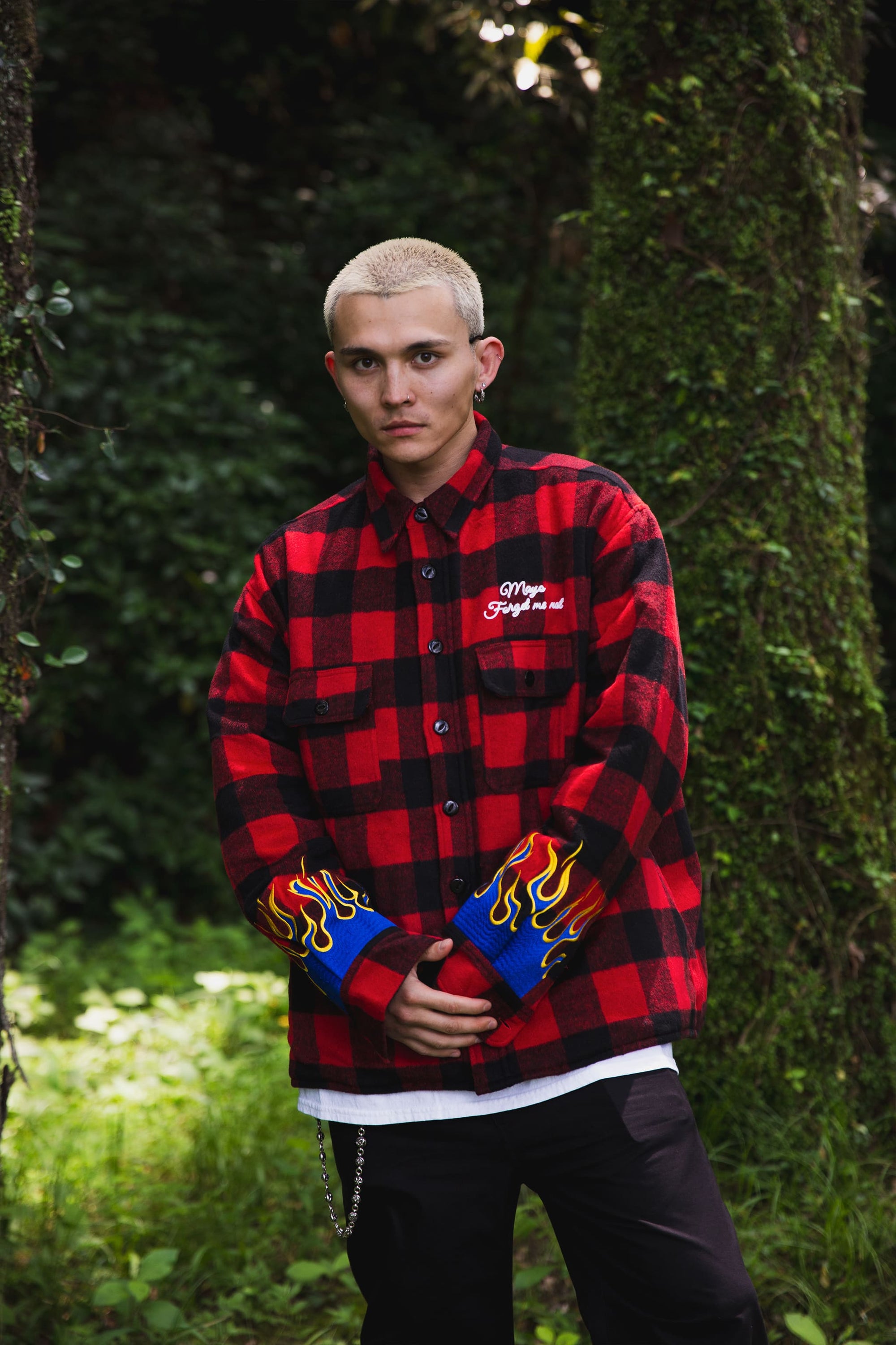 FIRE EMBROIDERY CHECK SHIRT JKT