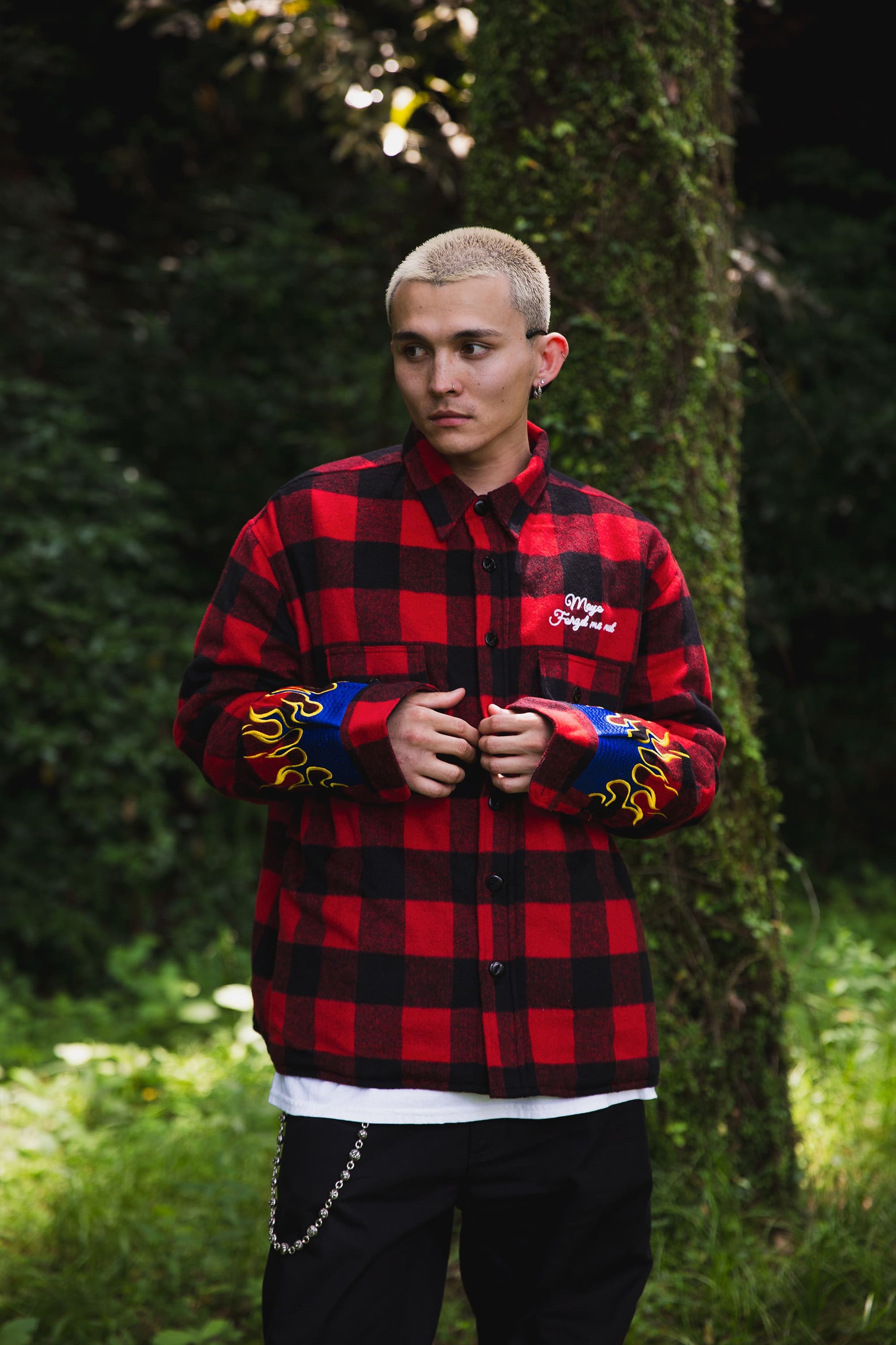 FIRE EMBROIDERY CHECK SHIRT JKT