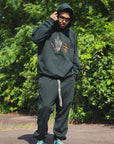 F●CKIN F●CK EMBROIDERY HOODIE - DARK GREEN