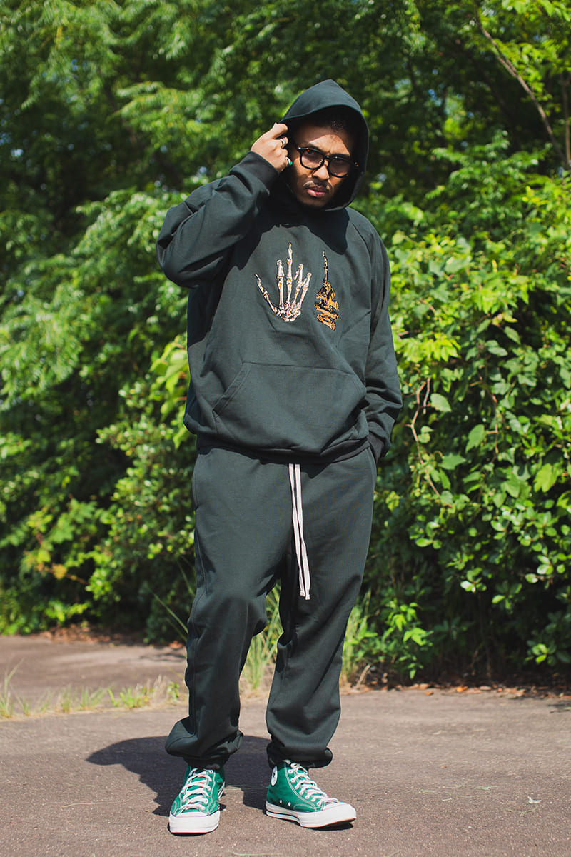 F●CKIN F●CK EMBROIDERY HOODIE - DARK GREEN