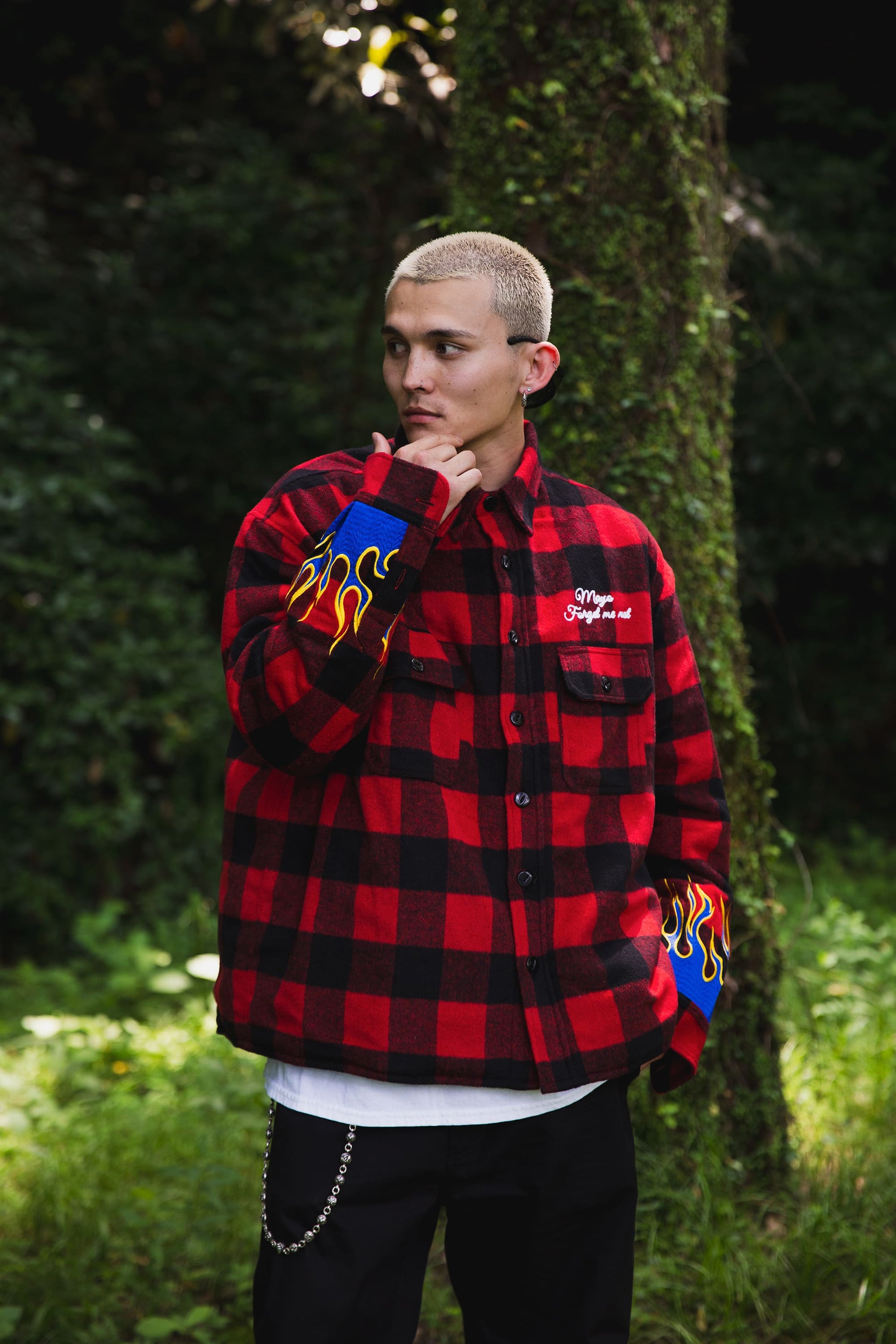 FIRE EMBROIDERY CHECK SHIRT JKT