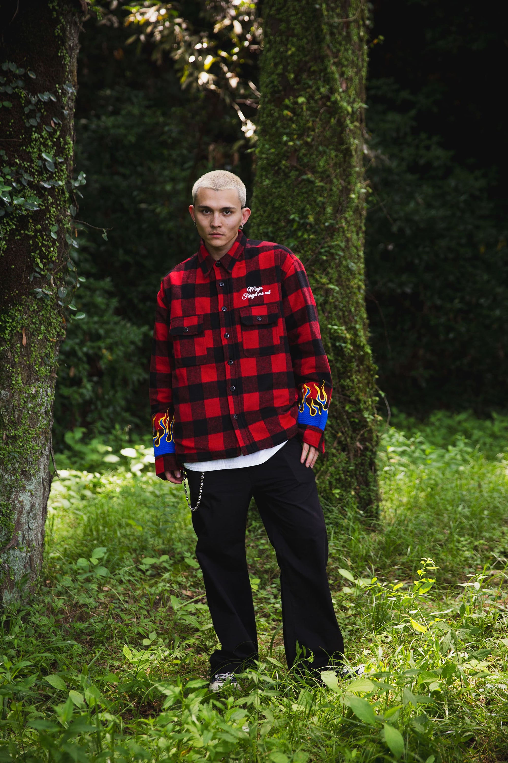 FIRE EMBROIDERY CHECK SHIRT JKT