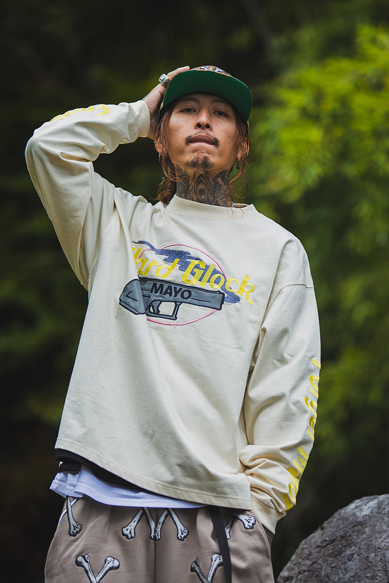 Hard Glock MAYO Embroidery Long Sleeve Tee - WHITE